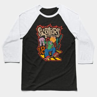 Skater Doodle vibing skating street graffiti Baseball T-Shirt